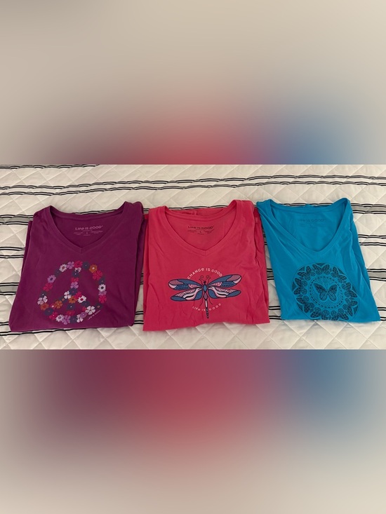 Life Is Good Tops - Life is Good Crusher-Lite Women's L Blue, Pink & Purple Shirt Set of 3 EUC Soft